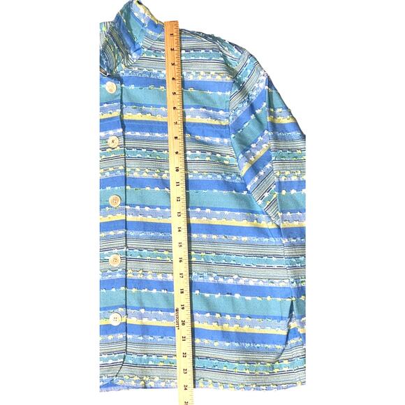 Coldwater Creek Button Front Unlined Blue & Yellow Striped Jacket XL - Picture 5 of 9